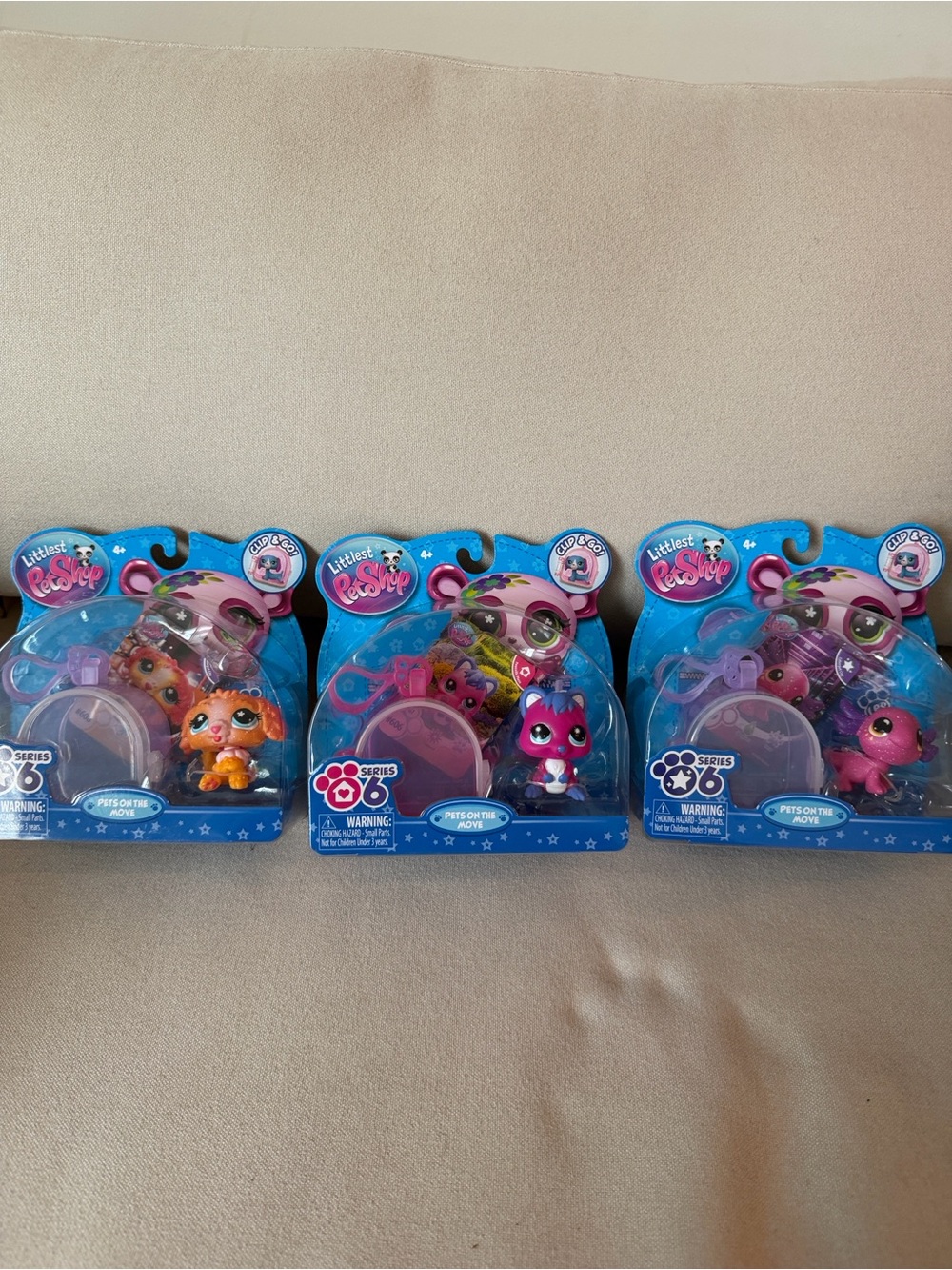 Littlest Pet Shop Series 6 Clip & Go Set of 3 Pets On The Move - Brand New